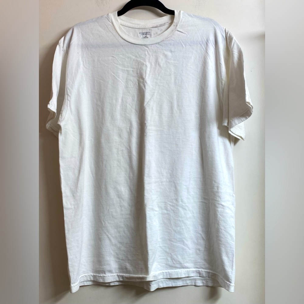 Stafford Men's Large Tall Classic Fit White performance Short Sleeve T-Shirt New - Picture 1 of 4
